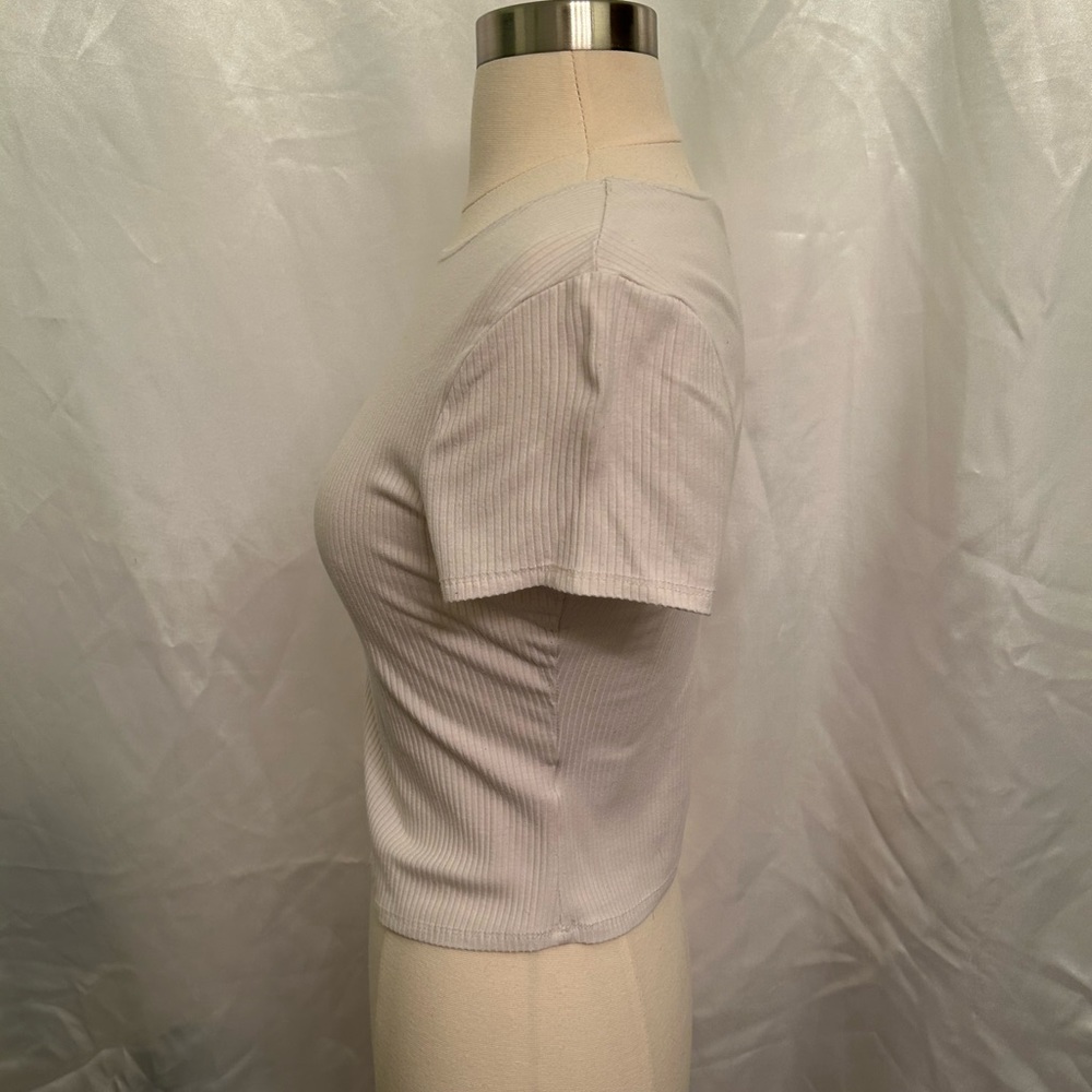 White Ribbed Crop Top - Picture 2 of 7